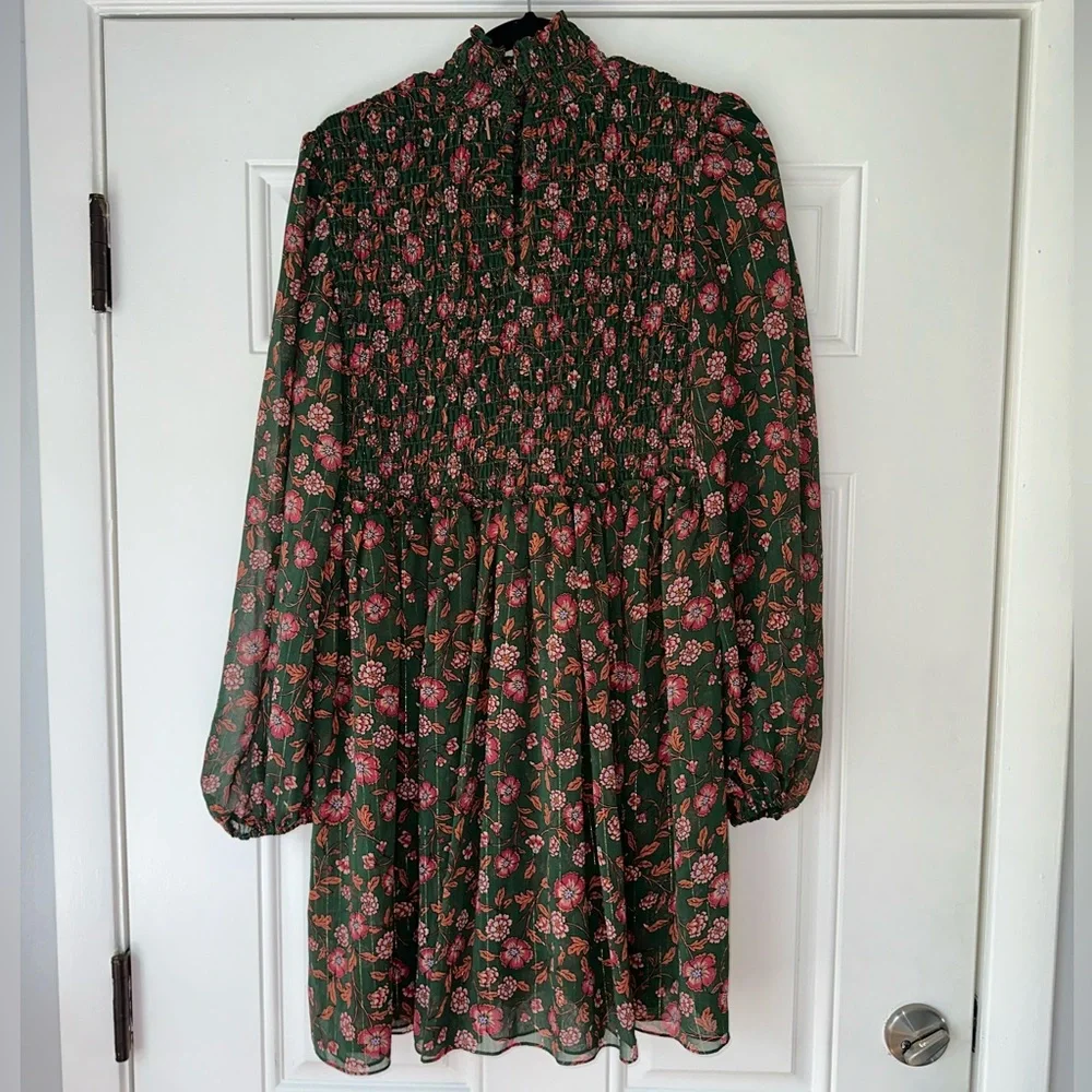 Misa‎ Los Angeles Jessa Floral Print Evergreen Bloom Dress mini Size S small